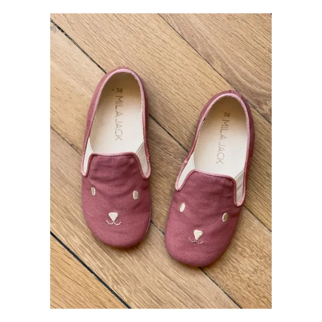 Chaussons Noa Coton Ours | Rose