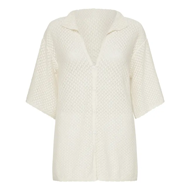 Vestido de pointelle de algodón orgánico | Blanco