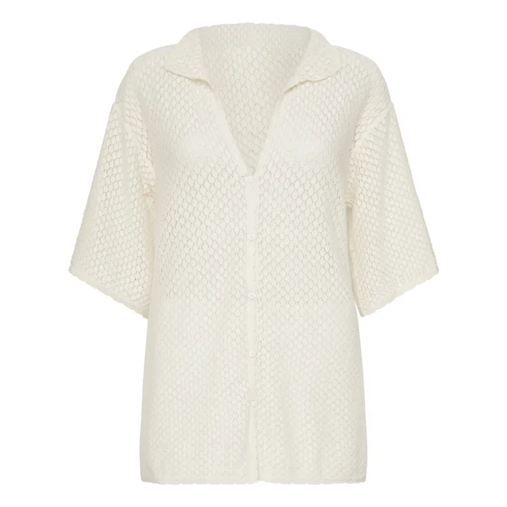 Vestido de pointelle de algodón orgánico | Blanco- Imagen del producto n°0