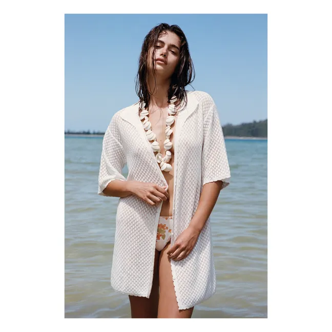 Vestido de pointelle de algodón orgánico | Blanco