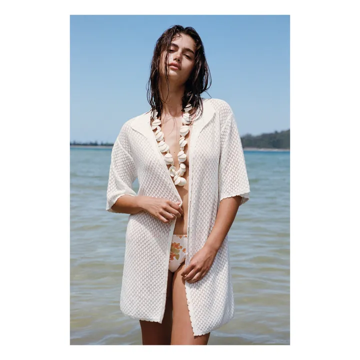 Vestido de pointelle de algodón orgánico | Blanco- Imagen del producto n°1