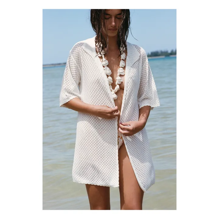 Vestido de pointelle de algodón orgánico | Blanco- Imagen del producto n°2