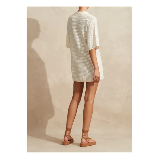 Vestido de pointelle de algodón orgánico | Blanco