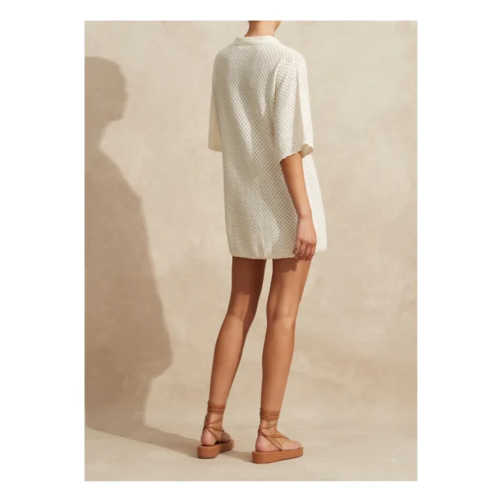 Vestido de pointelle de algodón orgánico | Blanco- Imagen del producto n°4