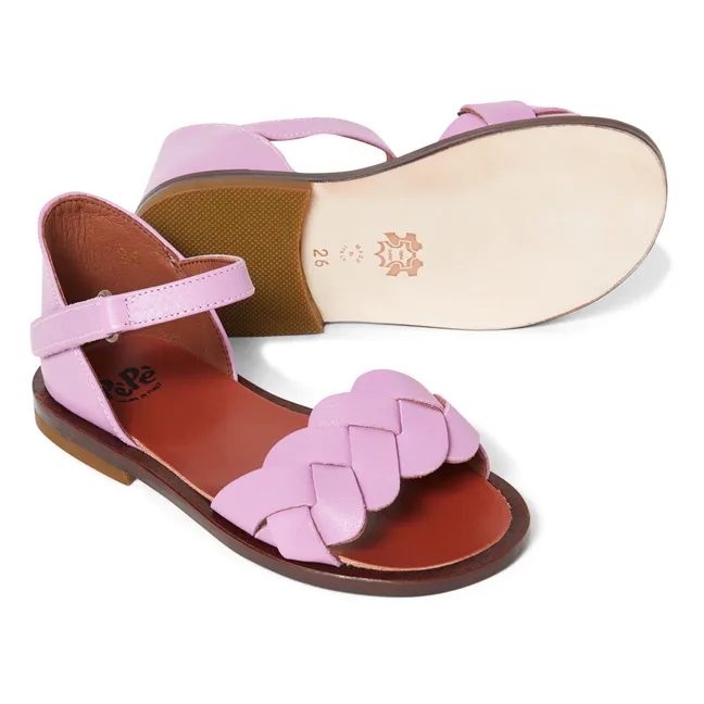 Geflochtene Sandalen mit Klettverschluss | Violett