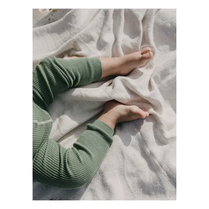 Collants à Bretelles Coton Bio Sans Pieds | Vert céladon- Image produit n°2