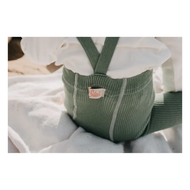 Collants à Bretelles Coton Bio Sans Pieds | Vert céladon