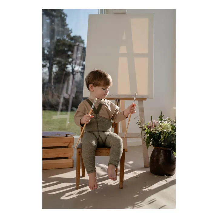 Collants à Bretelles Coton Bio Sans Pieds | Vert chiné- Image produit n°2