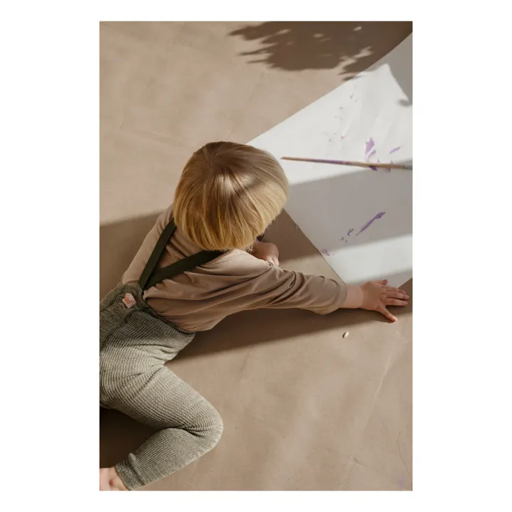 Collants à Bretelles Coton Bio Sans Pieds | Vert chiné- Image produit n°3