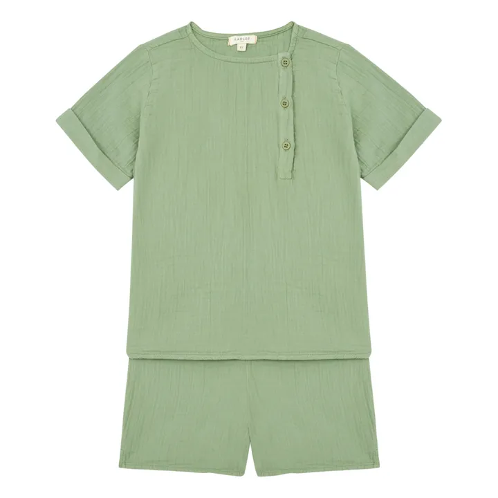 Pyjama Top + Short Gaze de Coton Marceau | Sauge- Image produit n°0