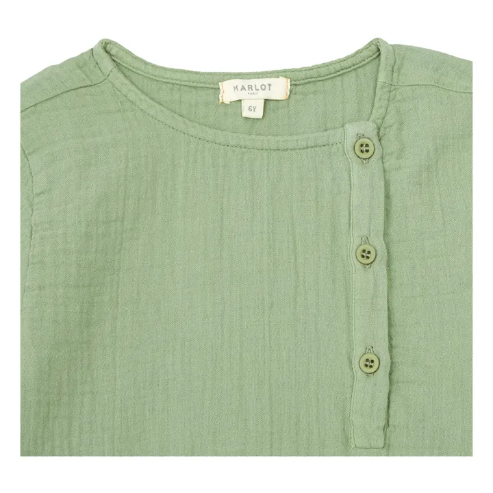 Pyjama Top + Short Gaze de Coton Marceau | Sauge- Image produit n°1