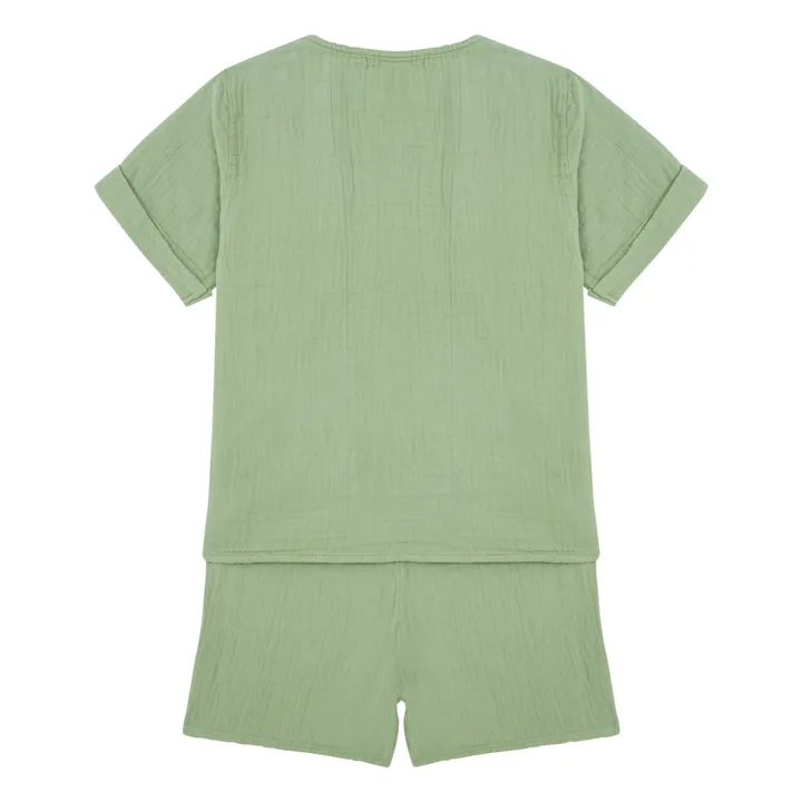 Pyjama Top + Short Gaze de Coton Marceau | Sauge- Image produit n°2