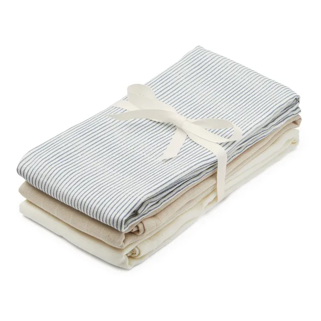 Blue Stripes Chiffon Cloth Diapers - Set of 3