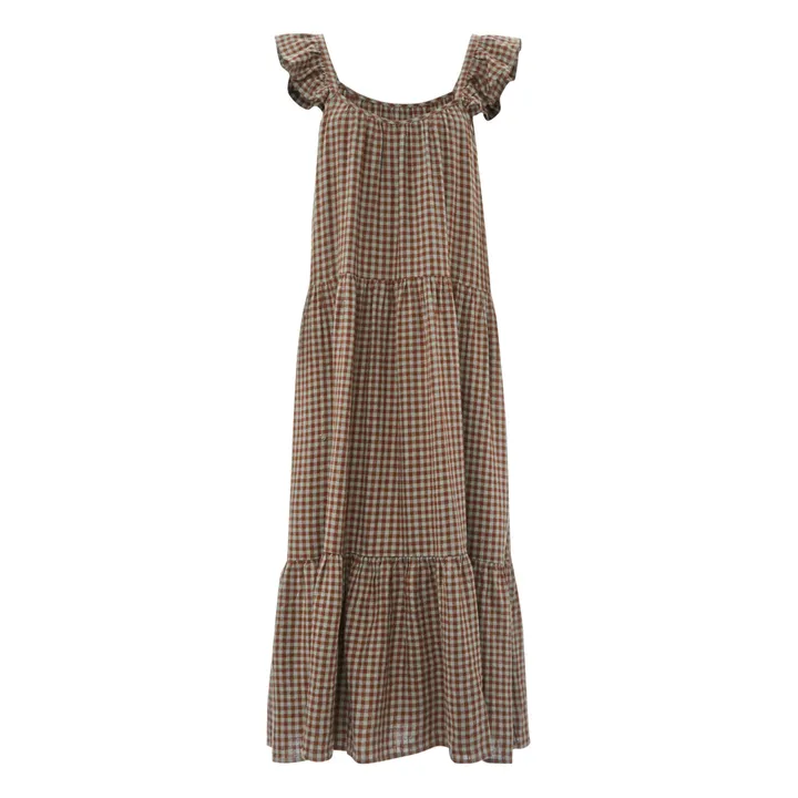 Leinen Kleid mit Trägern | Schokoladenbraun- Produktbild Nr. 0