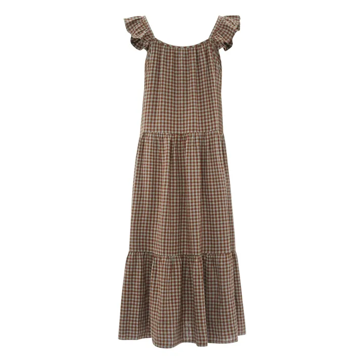 Leinen Kleid mit Trägern | Schokoladenbraun- Produktbild Nr. 2