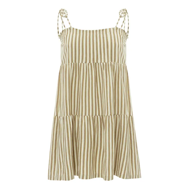 Strappy Striped Dress | Ecru