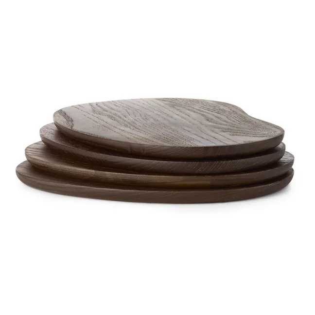 Vassoio per la presentazione di pietanze, modello: Cairn, in legno - Set di 4 | Marrone