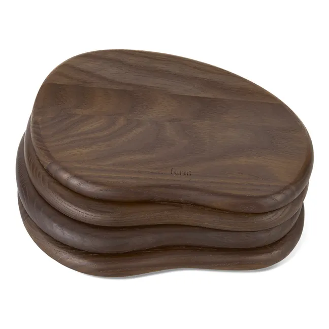 Vassoio per la presentazione di pietanze, modello: Cairn, in legno - Set di 4 | Marrone