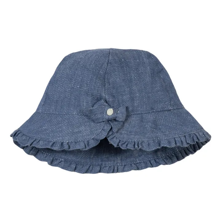 Cappello in lino con fiocco | Blu- Immagine del prodotto n°0