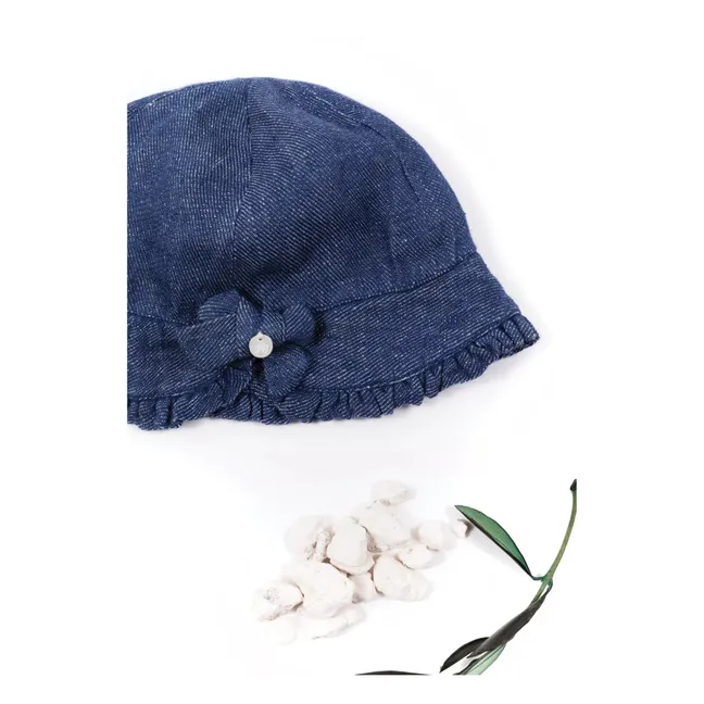 Sombrero de lino con lazo | Azul