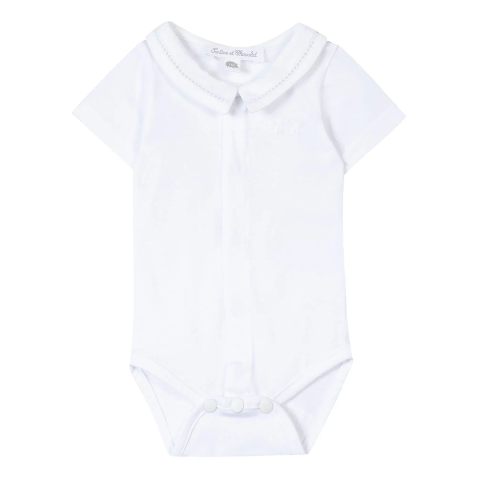 Tartine Et Chocolat Ecru Embroidered Collar Bodysuit