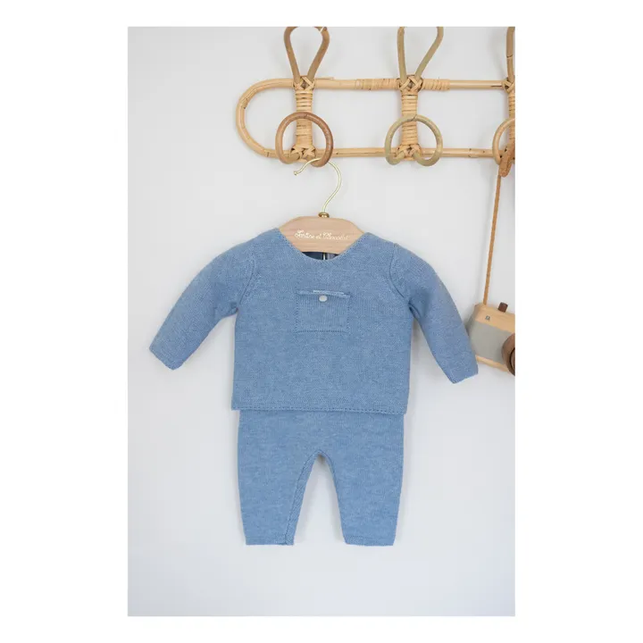 Strickset Pullover + Hose | Blau meliert- Produktbild Nr. 4