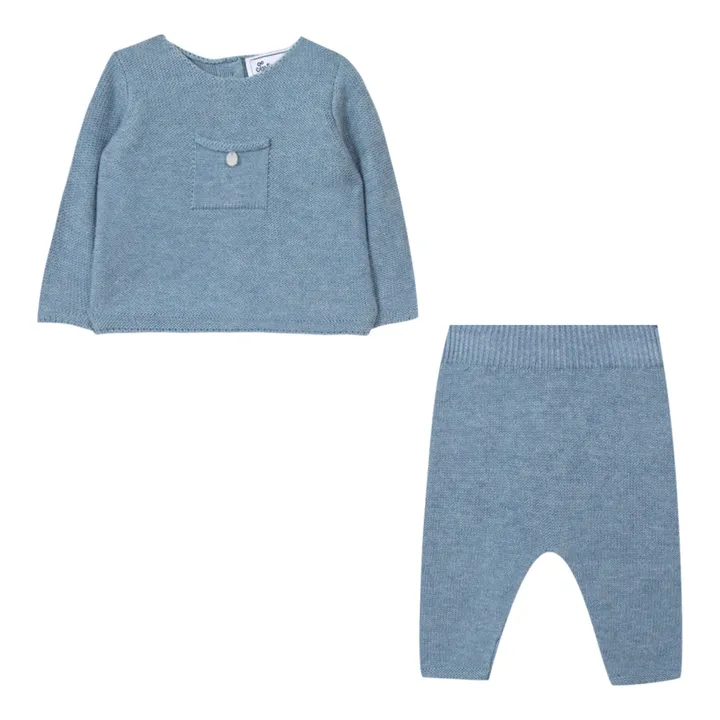 Strickset Pullover + Hose | Blau meliert- Produktbild Nr. 6