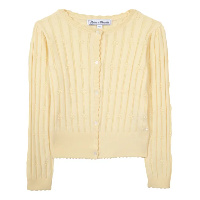 Embroidered Cardigan | Pale yellow