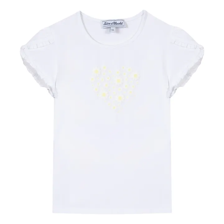 T-shirt con volant con fiori Cœur | Ecru- Immagine del prodotto n°0