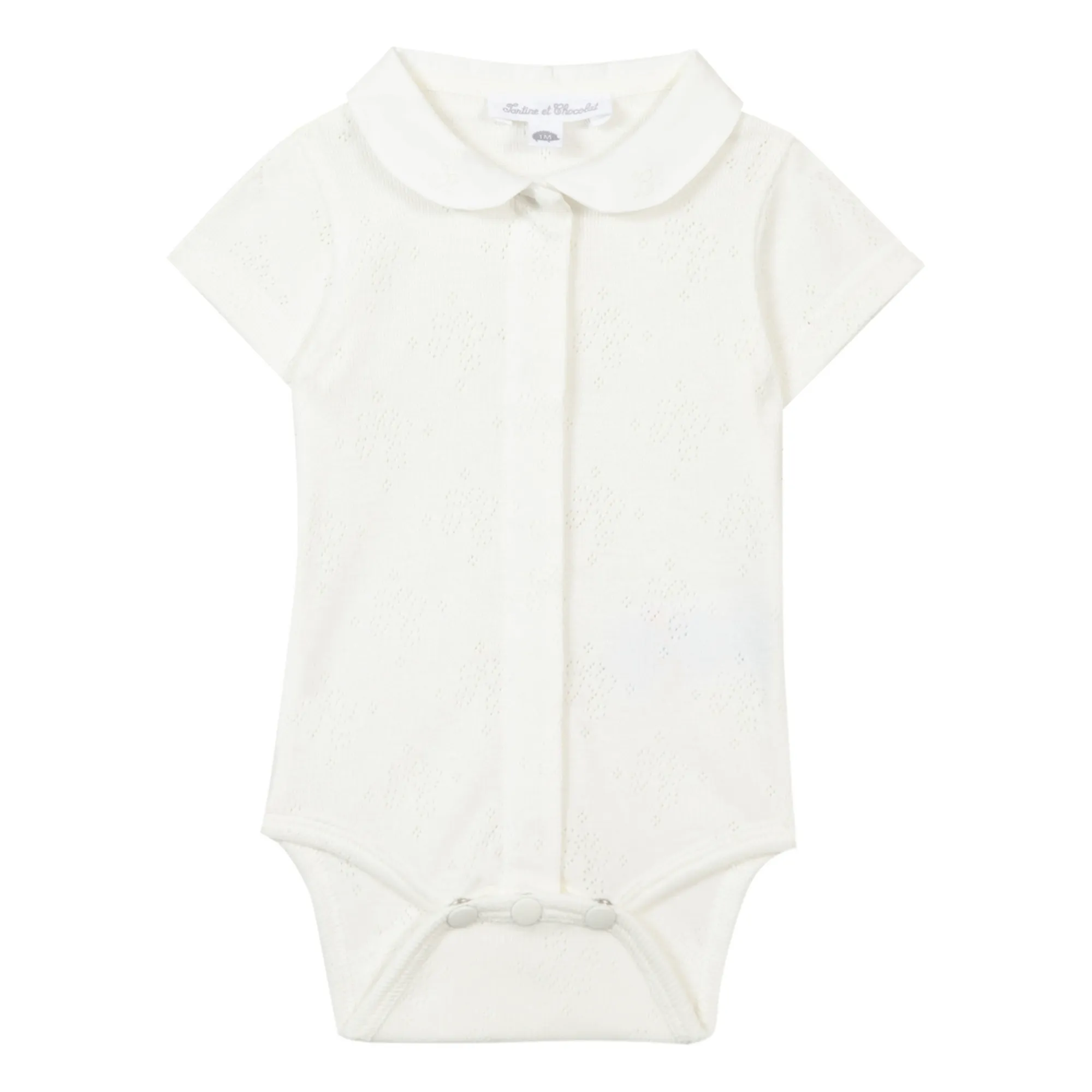 Tartine Et Chocolat Ecru Organic Cotton Pointelle Baby Bodysuit