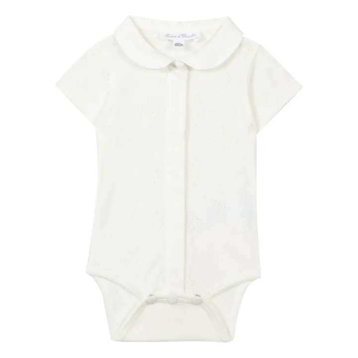 Organic Cotton Pointelle Baby Bodysuit | Ecru- Product image n°0