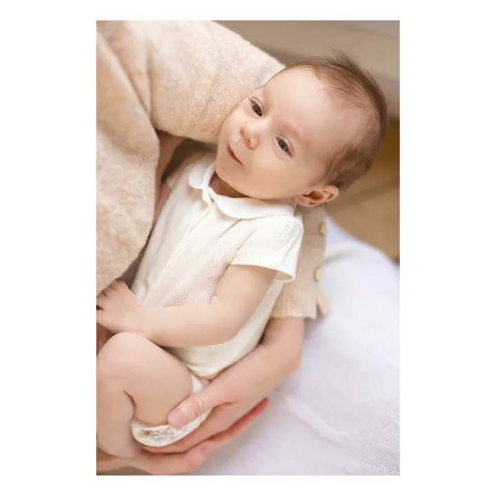 Organic Cotton Pointelle Baby Bodysuit | Ecru- Product image n°1