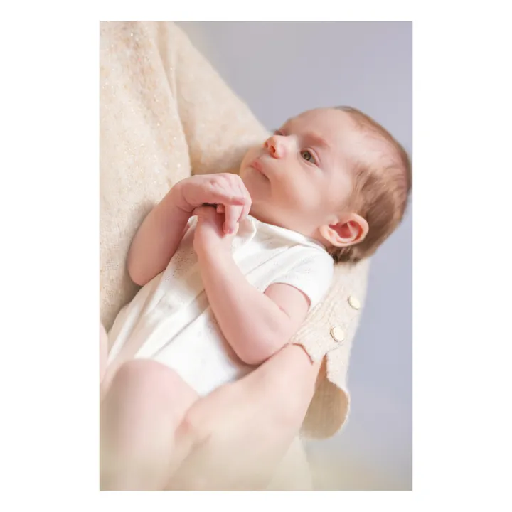 Organic Cotton Pointelle Baby Bodysuit | Ecru- Product image n°2