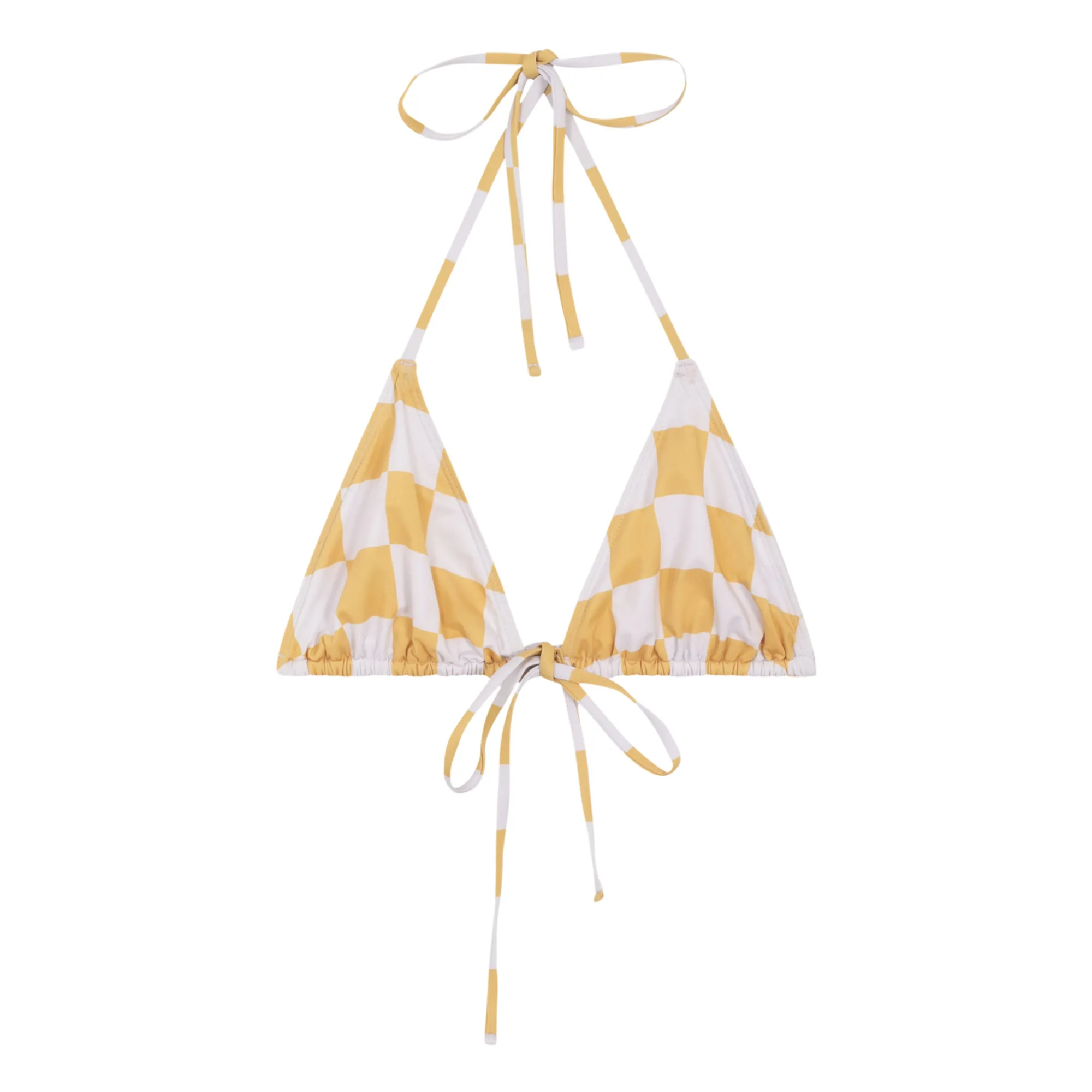 Roseanna Sunflower Yellow Elvis Checked Bikini Top Recycled Material