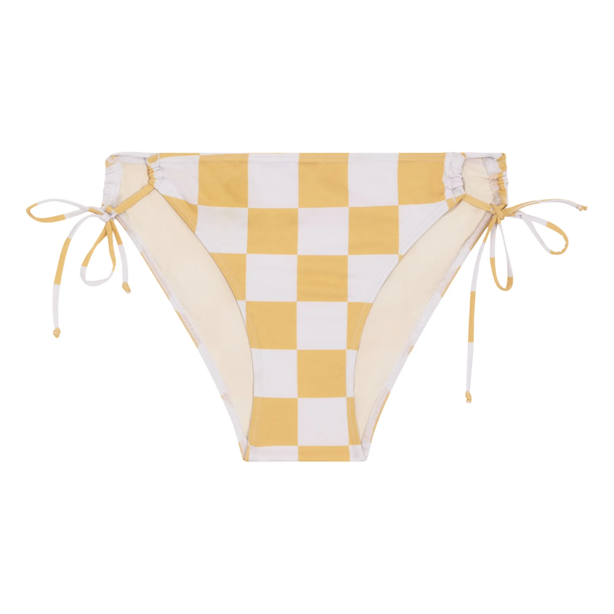 Roseanna Sunflower Yellow Wood Checked Bikini Bottoms Recycled Material