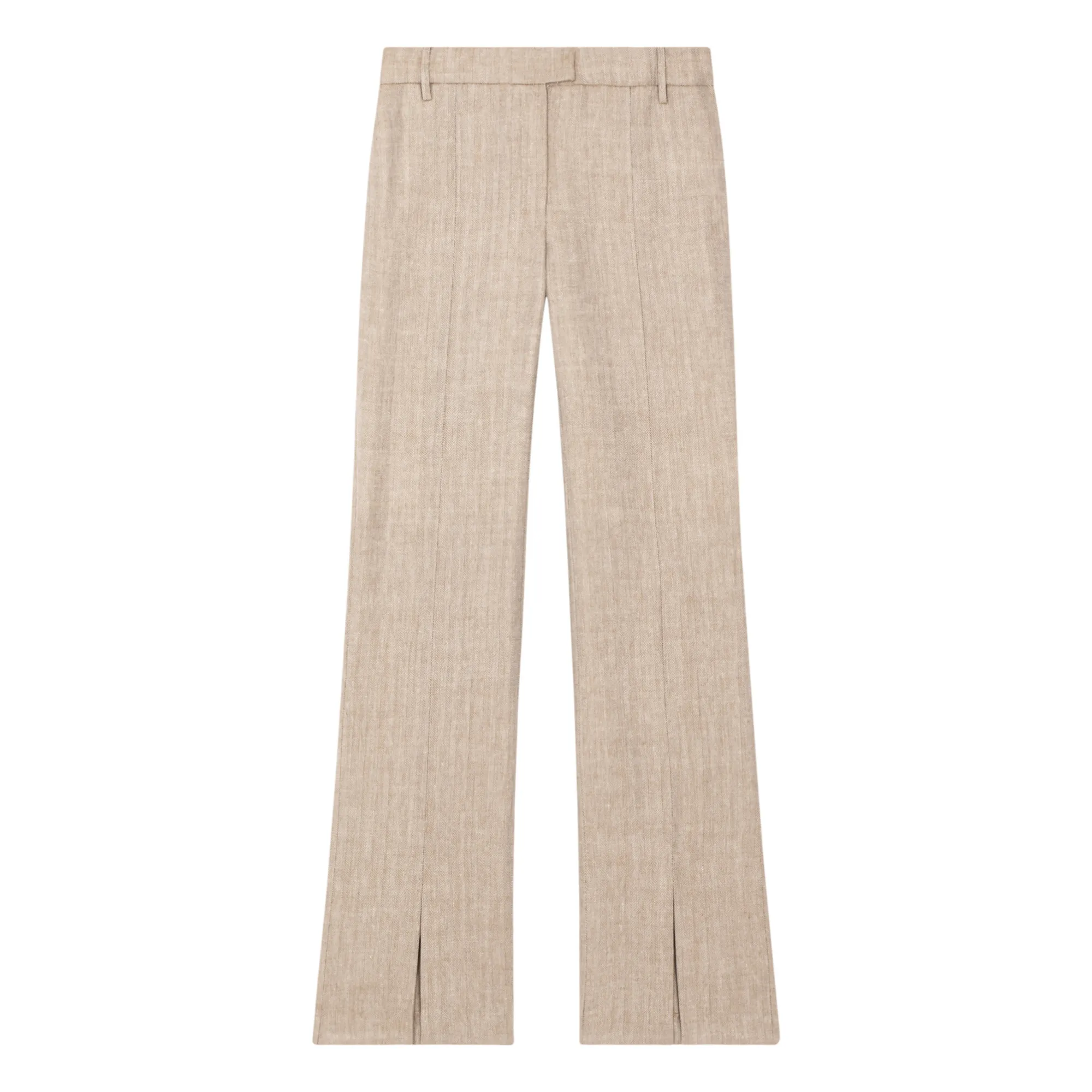 Roseanna Beige Island Chevron Wool And Linen Pants