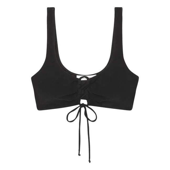 Elie Smooth Recycled Material Bikini Top | Black