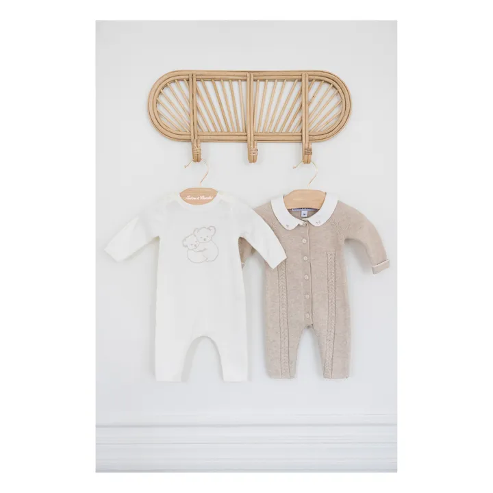 Knitted Jumpsuit with Embroidered Collar | Heather beige- Product image n°2