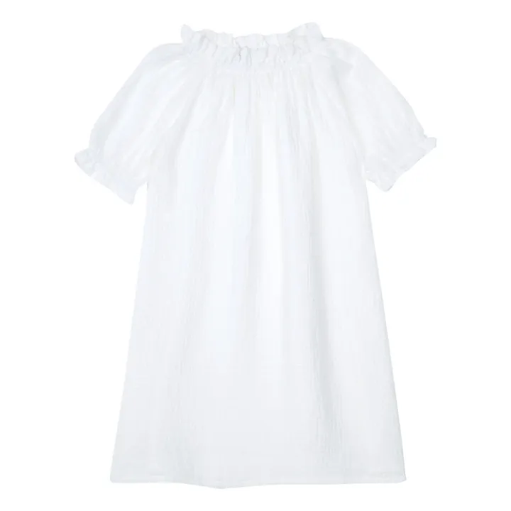 Exquisito camisón de doble gasa de algodón orgánico | Blanco- Imagen del producto n°0
