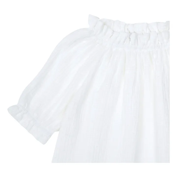 Exquisito camisón de doble gasa de algodón orgánico | Blanco- Imagen del producto n°3