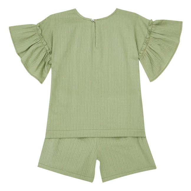 Pijama de algodón ecológico Nausicaa | Verde Anís