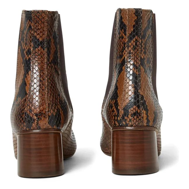 N°402 Python Print Leather Boots | Brown