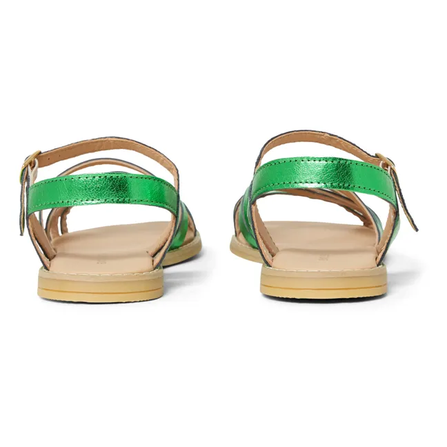 Sandales Cuir Tresse | Vert