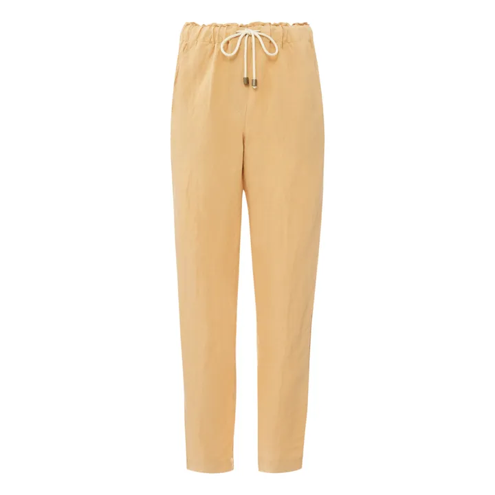 Pantalon Lin Elastiqué - Collection Femme  | Beige- Image produit n°0