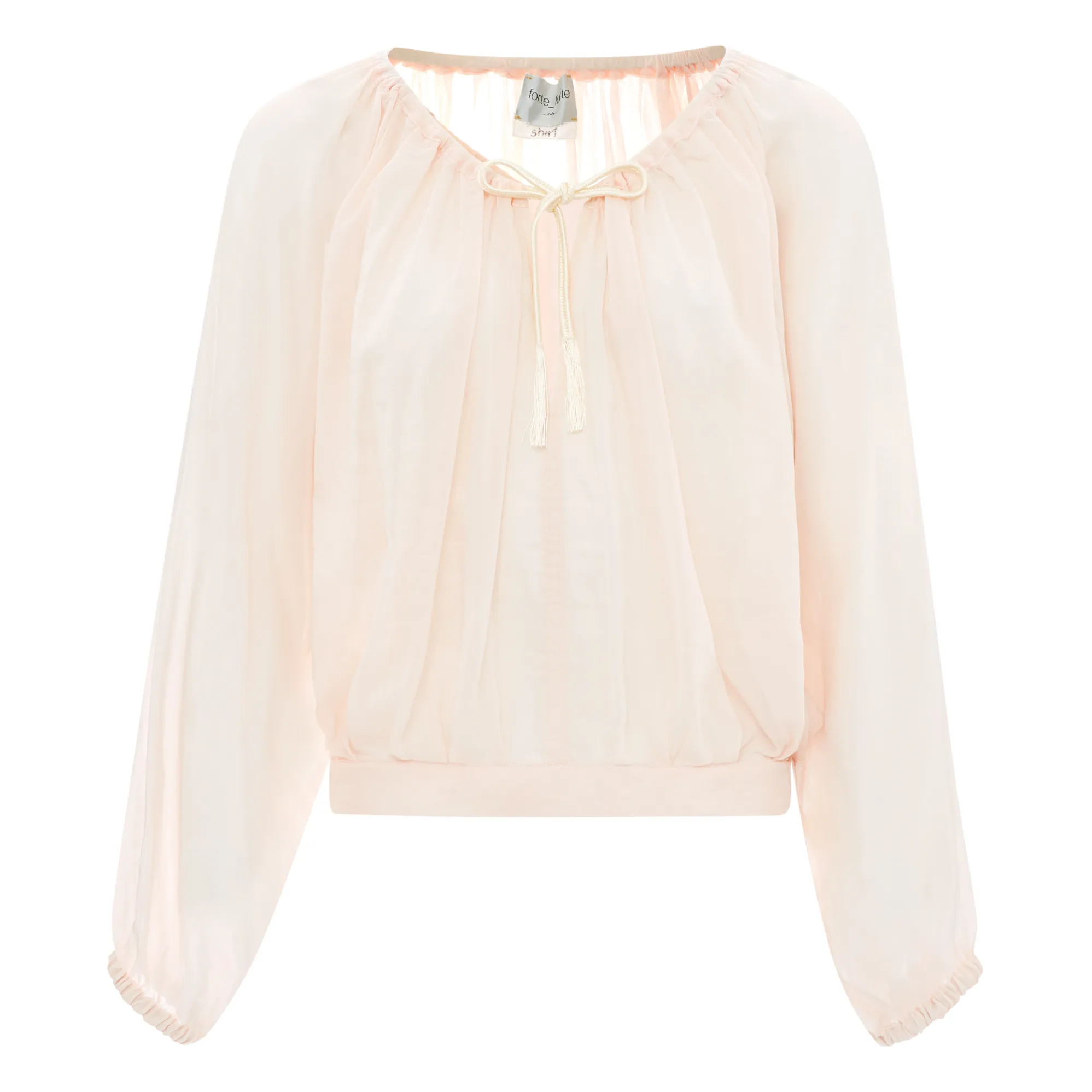 Forte Forte Powder Pink Bohemian Blouse Knotted Silk Voile And Cotton