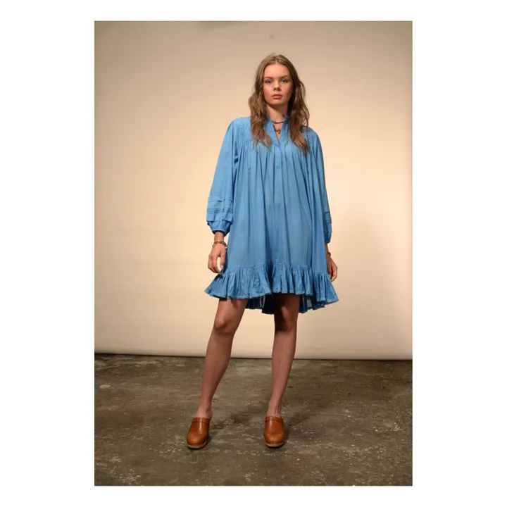 Vestido de gasa de algodón Preeti | Azul Cielo- Imagen del producto n°1