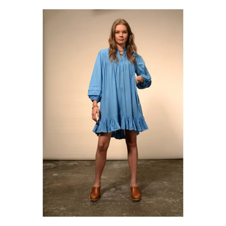 Vestido de gasa de algodón Preeti | Azul Cielo- Imagen del producto n°2