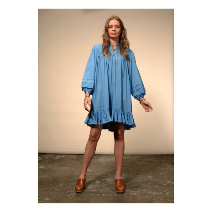 Vestido de gasa de algodón Preeti | Azul Cielo- Imagen del producto n°3