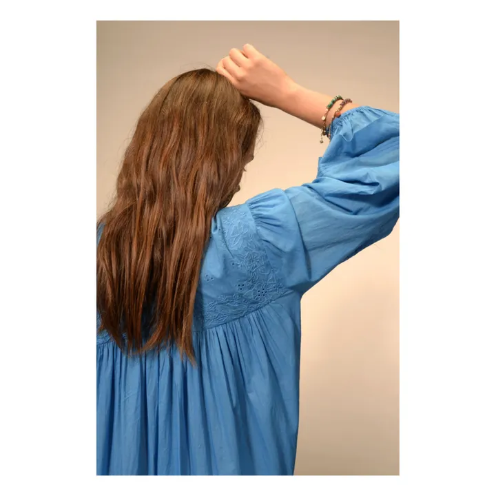 Vestido de gasa de algodón Preeti | Azul Cielo- Imagen del producto n°5