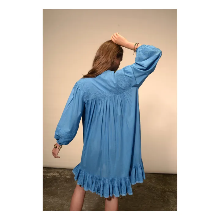Vestido de gasa de algodón Preeti | Azul Cielo- Imagen del producto n°6